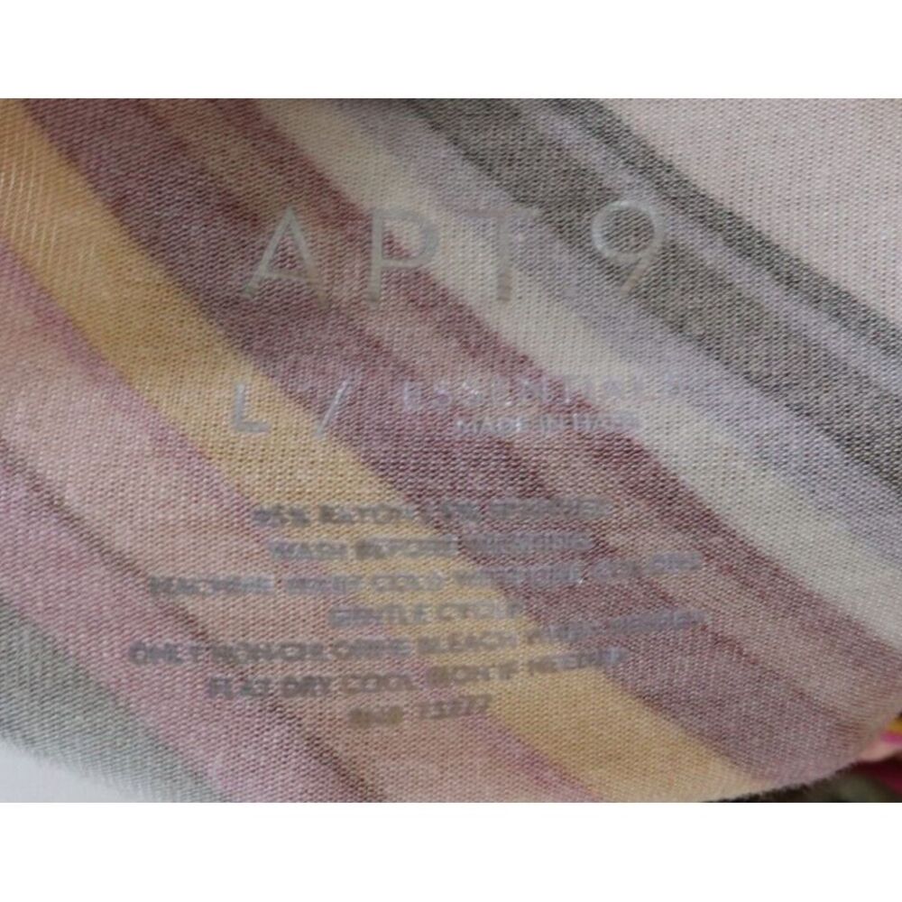 Apt. 9 Shirt Round Neck Blouse Womens Sz L Multicolor Striped Short (1/2) Sleeve - Picture 6 of 6
